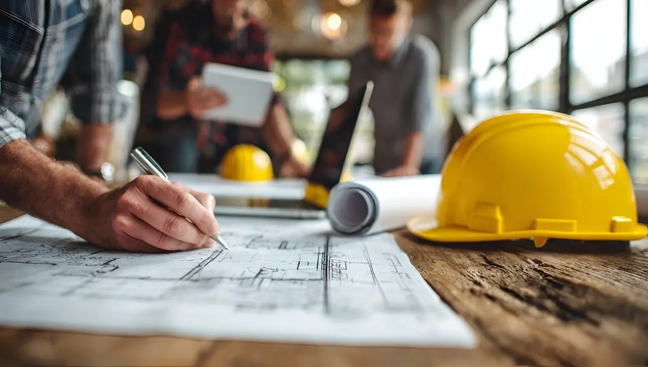 AshBuild team working on blueprints